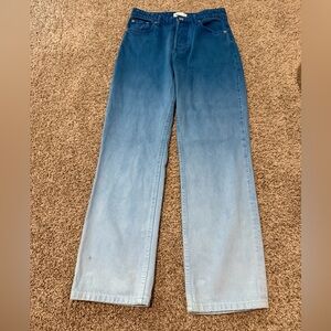 Zara Blue Ombré Effect Flare Wide Leg Jeans
